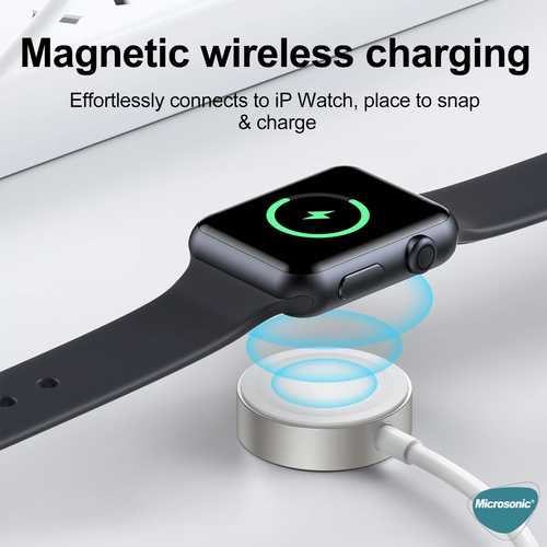 Microsonic Apple Watch SE 3 40mm Masaüstü Manyetik Hızlı Şarj Aygıtı - Type-C Kablosu Beyaz