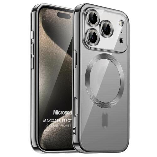 Microsonic Apple iPhone 17 Pro Kılıf MagSafe Luxury Electroplate Koyu Gri