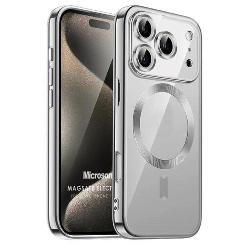 Microsonic Apple iPhone 17 Pro Kılıf MagSafe Luxury Electroplate Gümüş