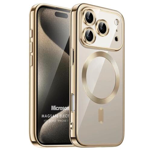 Microsonic Apple iPhone 17 Pro Kılıf MagSafe Luxury Electroplate Gold
