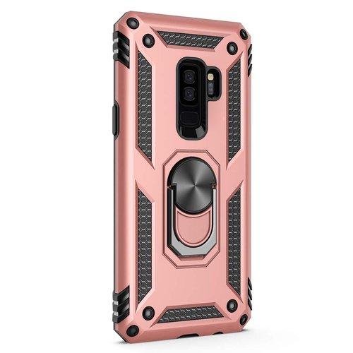 Microsonic Samsung Galaxy S9 Plus Kılıf Military Ring Holder Rose Gold