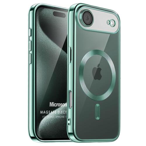 Microsonic Apple iPhone 17 Air Kılıf MagSafe Luxury Electroplate Yeşil