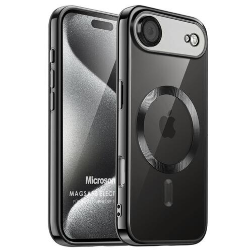 Microsonic Apple iPhone 17 Air Kılıf MagSafe Luxury Electroplate Siyah