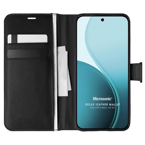 Microsonic Oppo Reno 14F 5G Kılıf Delux Leather Wallet Siyah
