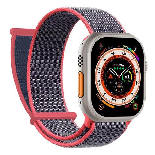 Microsonic Apple Watch Series 11 42mm Hasırlı Kordon Woven Koyu Pembe