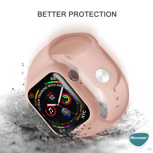 Microsonic Apple Watch Series 8 45mm Kordon 360 Coverage Silicone Lacivert