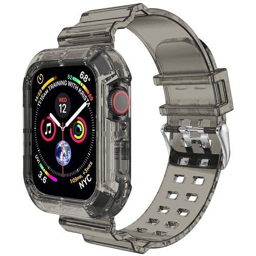 Microsonic Apple Watch Series 8 45mm Kordon Transparent Clear Band Siyah