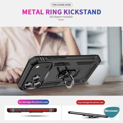 Microsonic Apple iPhone 17 Pro Kılıf Military Ring Holder Siyah