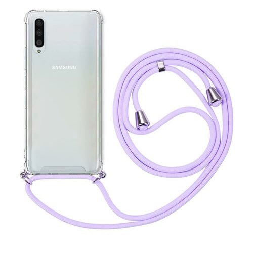 Microsonic Samsung Galaxy A70 Kılıf Neck Lanyard Lila