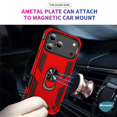 Microsonic Apple iPhone 17 Pro Max Kılıf Military Ring Holder Lacivert