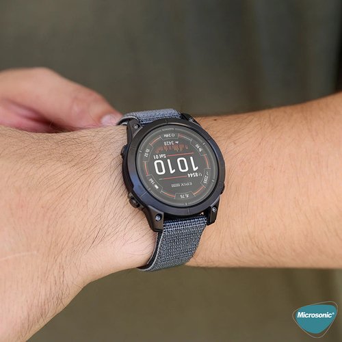 Microsonic Garmin Fenix 7 Kordon UltraFit Hasırlı Woven Koyu Yeşil