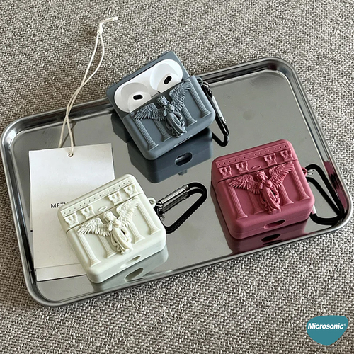 Microsonic Airpods Pro 3 Kılıf Cartoon Figürlü Silikon Praying Angel Bordo