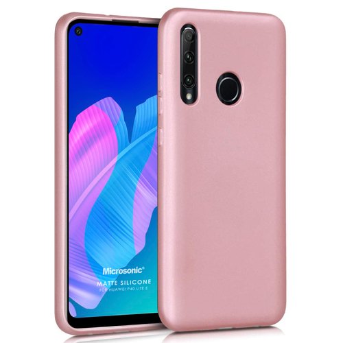 Microsonic Matte Silicone Huawei P40 Lite E Kılıf Rose Gold