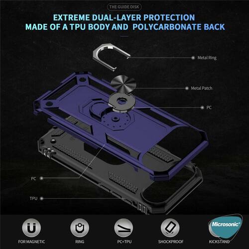 Microsonic Apple iPhone 17 Air Kılıf Military Ring Holder Lacivert