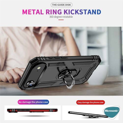 Microsonic Apple iPhone 17 Air Kılıf Military Ring Holder Kırmızı