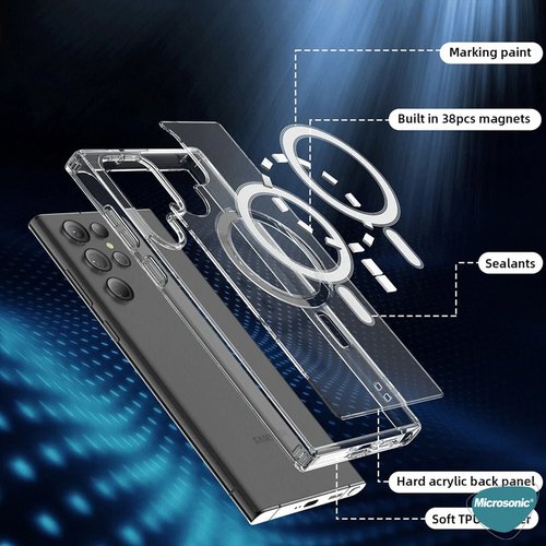 Microsonic Samsung Galaxy S22 Ultra Kılıf MagSafe Clear Soft Şeffaf