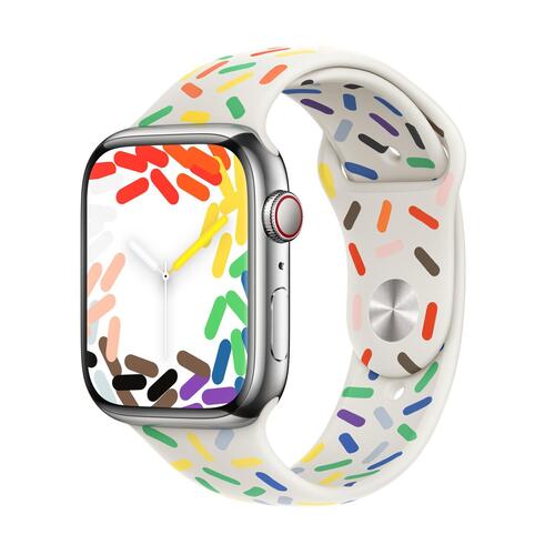 Microsonic Apple Watch SE 2022 44mm Silikon Kordon V2 Pride Edition Beyaz