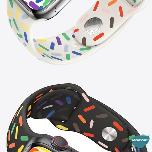 Microsonic Apple Watch Series 7 41mm Silikon Kordon V2 Pride Edition Beyaz