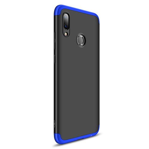 Microsonic Huawei Y7 2019 Kılıf Double Dip 360 Protective Siyah Mavi