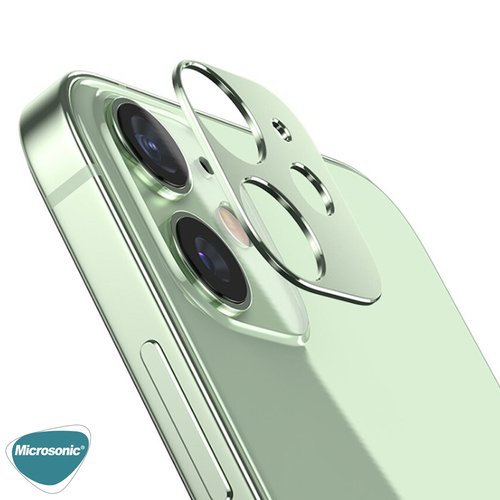 Microsonic Apple iPhone 12 Kamera Lens Koruma Camı V2 Yeşil