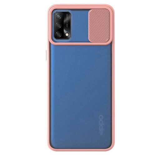 Microsonic Oppo A74 4G Kılıf Slide Camera Lens Protection Rose Gold