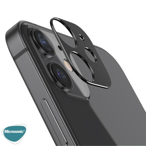 Microsonic Apple iPhone 12 Kamera Lens Koruma Camı V2 Siyah