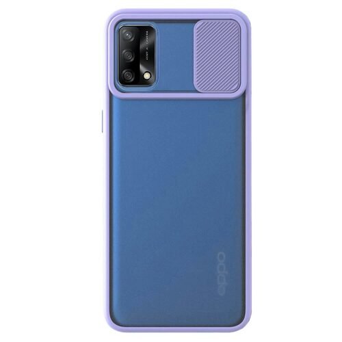 Microsonic Oppo A74 4G Kılıf Slide Camera Lens Protection Lila