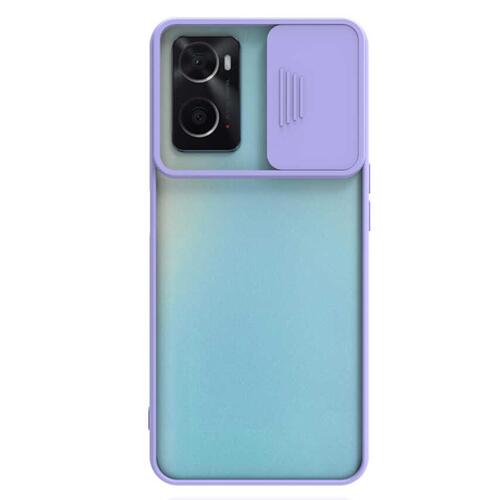 Microsonic Oppo A76 Kılıf Slide Camera Lens Protection Lila