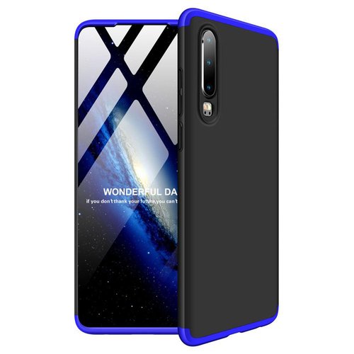 Microsonic Huawei P30 Kılıf Double Dip 360 Protective Siyah Mavi