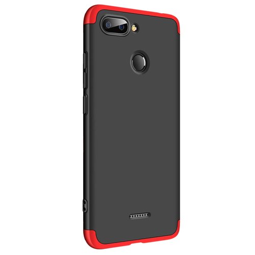 Microsonic Xiaomi Redmi 6 Kılıf Double Dip 360 Protective Siyah Kırmızı