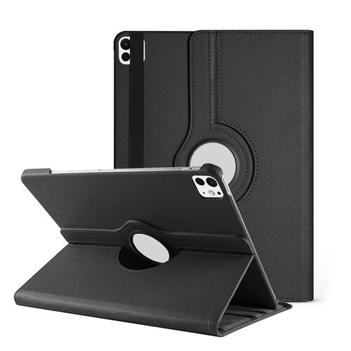 Microsonic Apple iPad Pro 13 2025 Kılıf (A3360-A3361) 360 Rotating Stand Deri Siyah