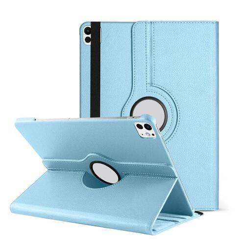 Microsonic Apple iPad Pro 13 2025 Kılıf (A3360-A3361) 360 Rotating Stand Deri Mavi