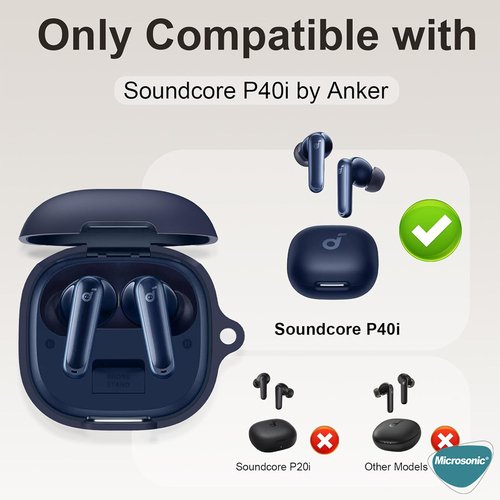 Microsonic Anker Soundcore P40i Kılıf Askılı Mat Silikon Siyah