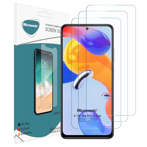 Microsonic Xiaomi Redmi Note 11 Pro 5G Screen Protector Nano Glass Cam Ekran Koruyucu (3`lü Paket)