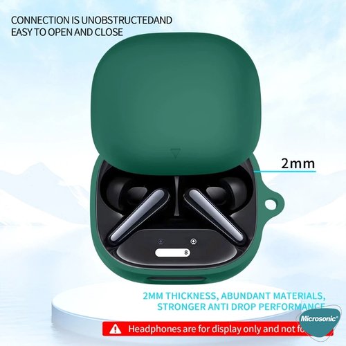 Microsonic Anker Soundcore Liberty 4 Pro Kılıf Askılı Mat Silikon Koyu Yeşil