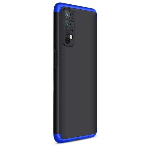 Microsonic Realme 7 Kılıf Double Dip 360 Protective Siyah Mavi