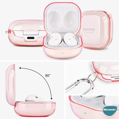 Microsonic Samsung Galaxy Buds Pro Kılıf Askı Aparatlı Tranparan Silikon Pembe