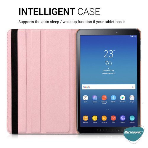 Microsonic  Samsung Galaxy Tab Active2 T390 Kılıf 360 Rotating Stand Deri Rose Gold