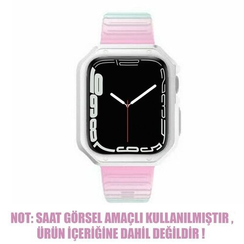 Microsonic Apple Watch 7 45mm Kordon Fullbody Quadra Resist Pembe Mavi