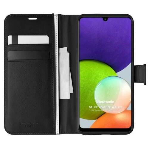 Microsonic Samsung Galaxy A22 4G Kılıf Delux Leather Wallet Siyah