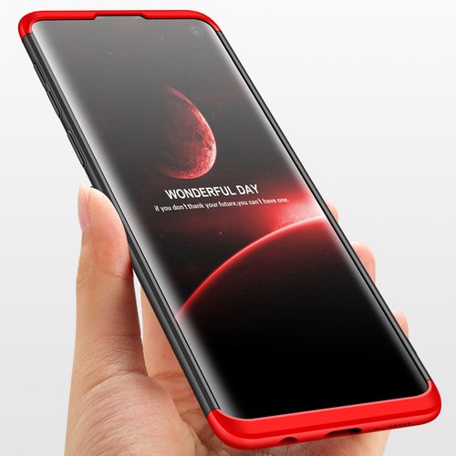 Microsonic Samsung Galaxy S10e Kılıf Double Dip 360 Protective Siyah Kırmızı