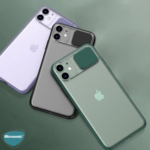 Microsonic Apple iPhone 12 Kılıf Slide Camera Lens Protection Turkuaz