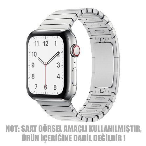 Microsonic Apple Watch Series 10 46mm Kordon Link Bracelet Band Gümüş