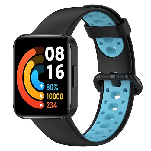 Microsonic Xiaomi Poco Watch Rainbow Band Kordon Siyah Mavi