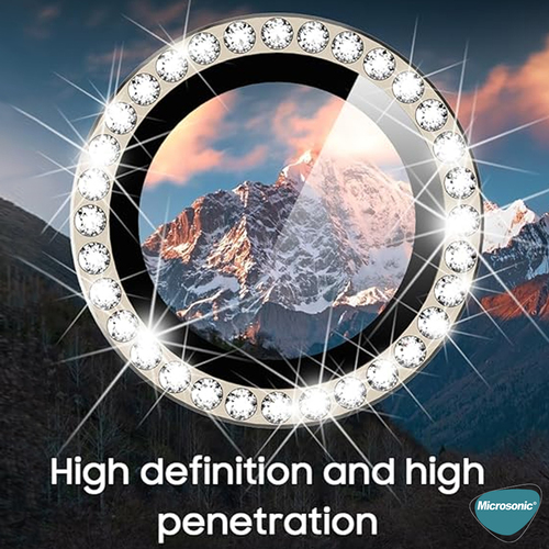 Microsonic Apple iPhone 17 Pro Max Tekli Diamond Taşlı Kamera Koruma Camı Gold