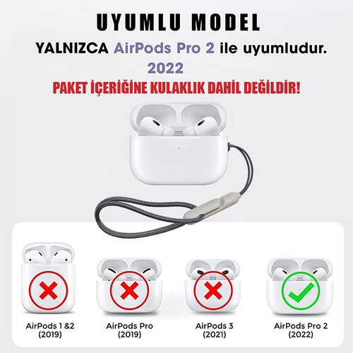 Microsonic AirPods Pro 2.Nesil Incase Lanyard Kılıf Askı İpi