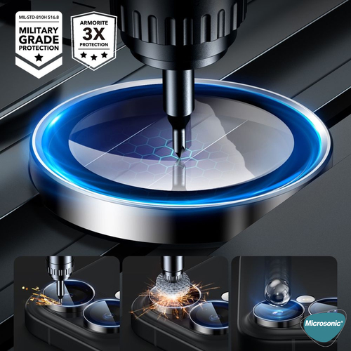 Microsonic Apple iPhone 17 Pro Max Tekli Kamera Lens Koruma Camı Lacivert