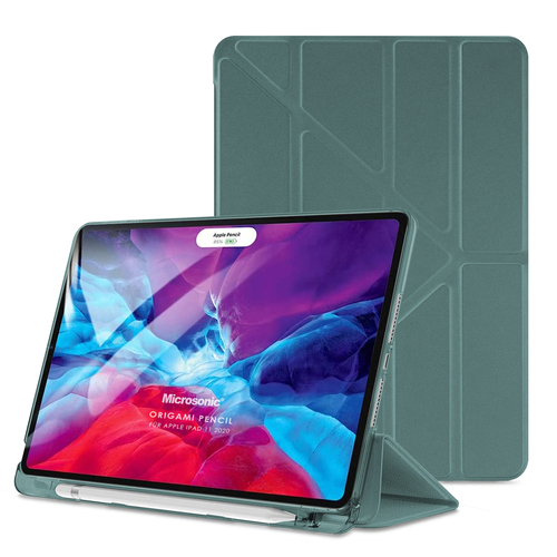 Microsonic Apple iPad Pro 11 2025 Kılıf (A3357-A3358) Origami Pencil Koyu Yeşil