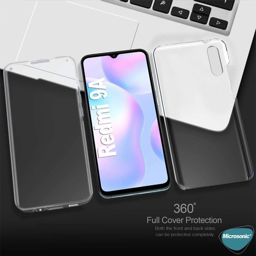 Microsonic Xiaomi Redmi 9A Kılıf 6 Tarafı Tam Full Koruma 360 Clear Soft Şeffaf