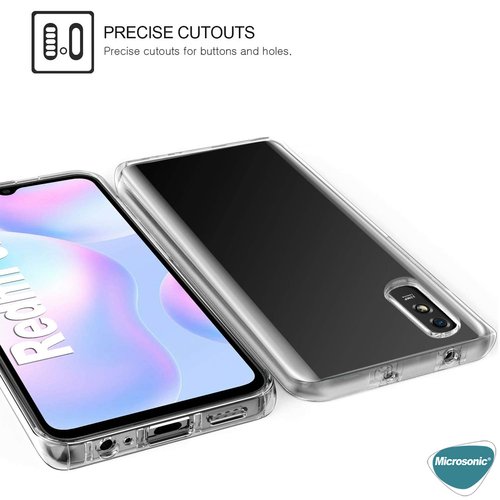 Microsonic Xiaomi Redmi 9A Kılıf 6 Tarafı Tam Full Koruma 360 Clear Soft Şeffaf